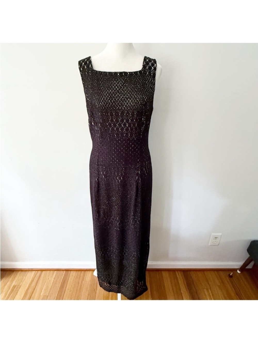 Vintage Women 90s Y2K Crochet Sequin Maxi Dress 12 Evening Whimsigoth Fairy Goth - Picture 1 of 7